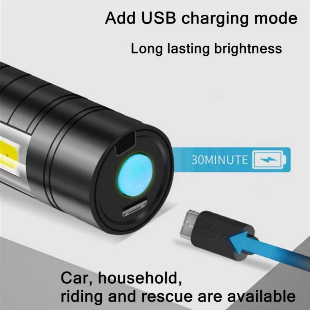 LDHLM USB Rechargeable LED Flashlight – Zoomable, Waterproof LED Rechargeable Flashlight HIP