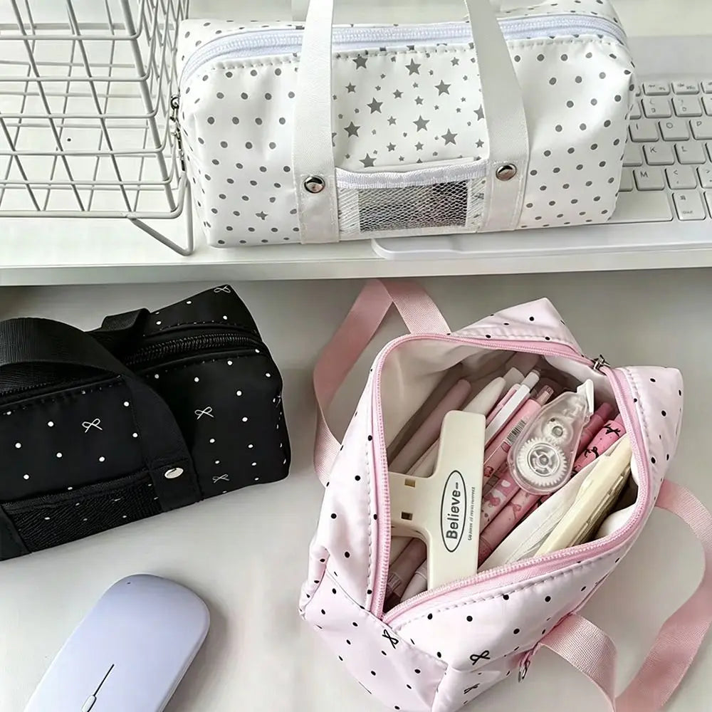 Polka Dot Bow Pencil Case – Large Capacity Stationery Pouch Pencil Case Pouch HIP