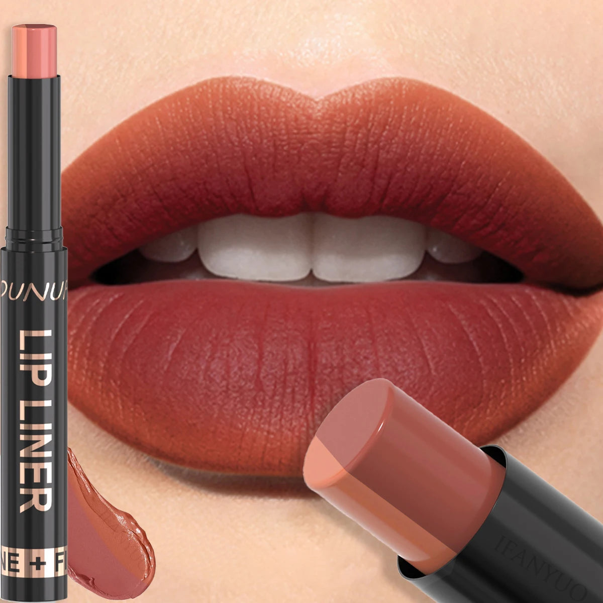 Two-Tone Gradient Lip Liner Lipstick Pen Matte Velvet Nude Pink Lip Makeup Long Lasting High Pigment Smooth Lip Contour Cosmetic HIP 05