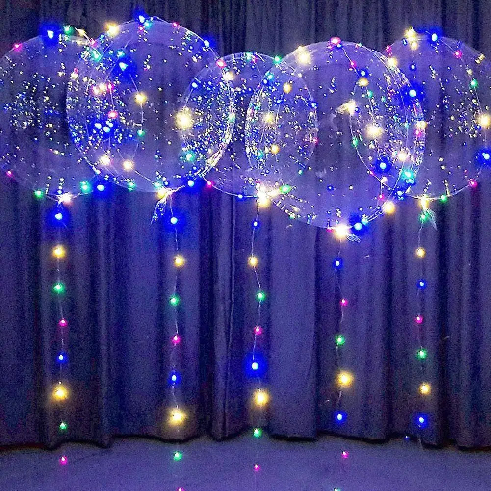 3sets Led Balloons Light Up Balloons Clear Bobo Balloons Luminous Bubble Balloon With Light String For Party Birthday New Year HIP
