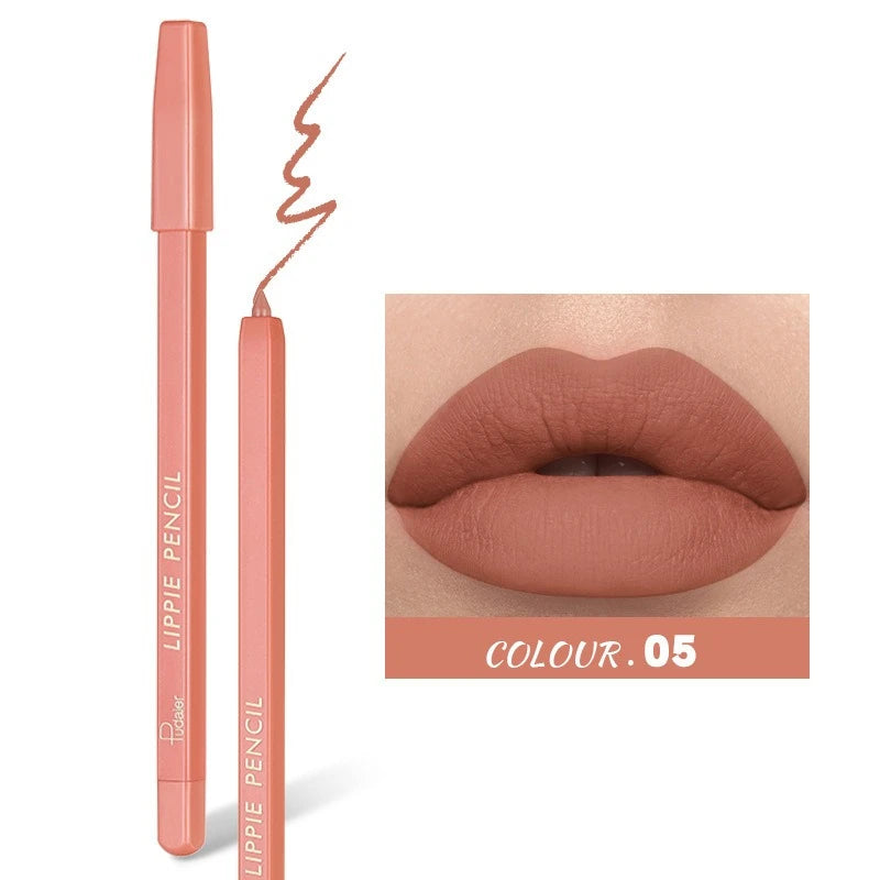 12 Color Matte Lip Liner Pencil Velvet Lipstick Pen Red Nude Contour Tint Long Lasting Waterproof Plump Lipliner with Sharpener HIP 05