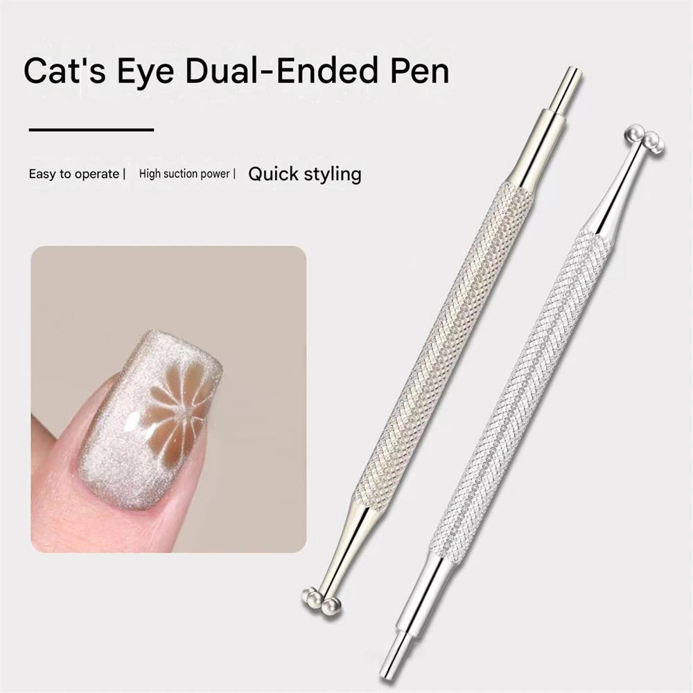 Double Head Flower Nail Magnet Stick Large Strong Magnetic Lollipop Round Tip Versatile Cat Eye Gel Nail Art Tool Nail Polish HIP