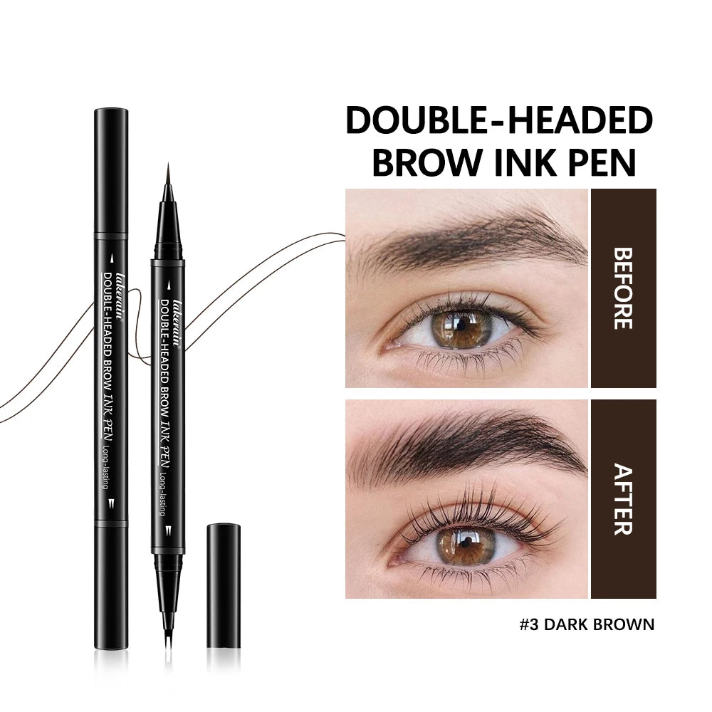 2&1 Pronged Eyebrow Pencil Waterproof Double-Headed Long Lasting Smudge Proof 2 End Design for Natural Brows Easy Application HIP