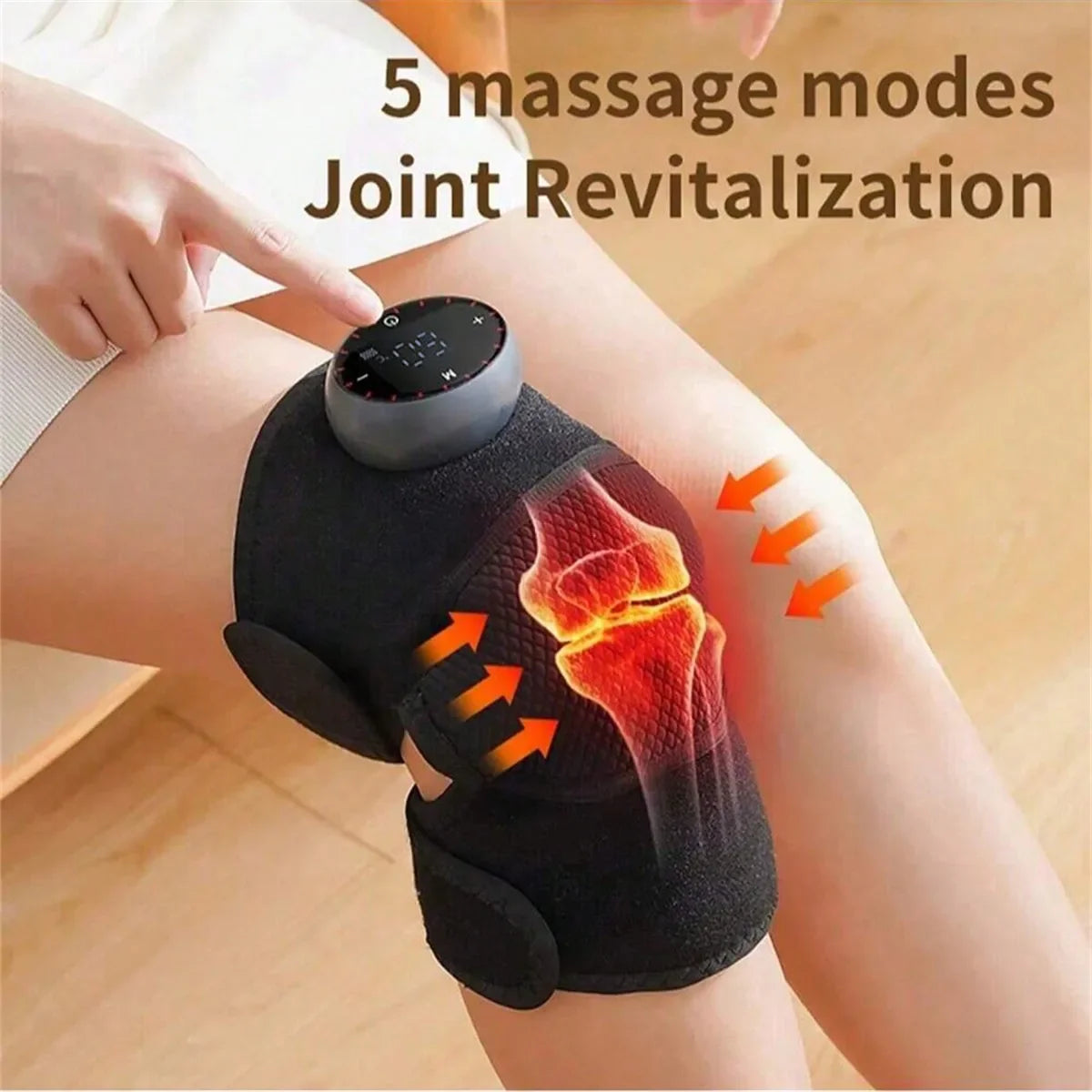 Rechargeable Heated Knee Massager – 3D Heat & Vibration Knee Massager HIP black 1