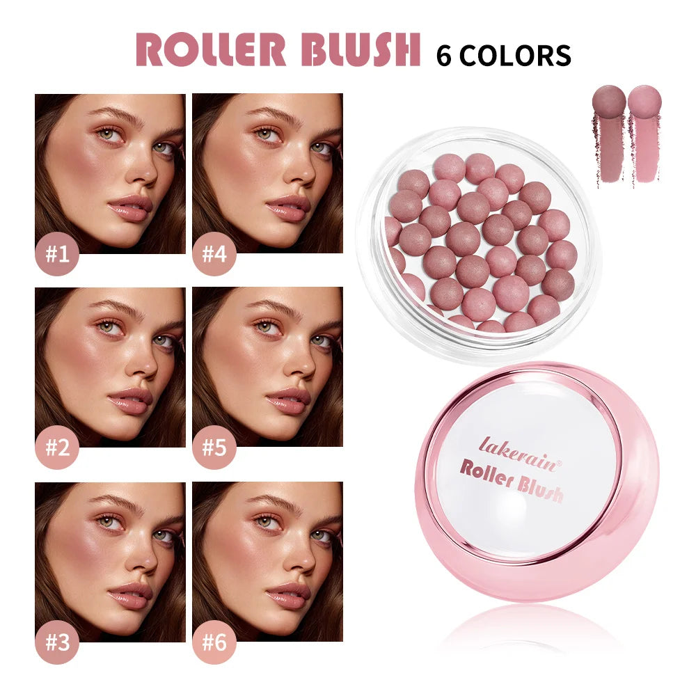 Spherical Roller Blush With Brush Natural Makeup Long Lasting Pearlescent Cosmetics For Women Face Contour Blusher HIP