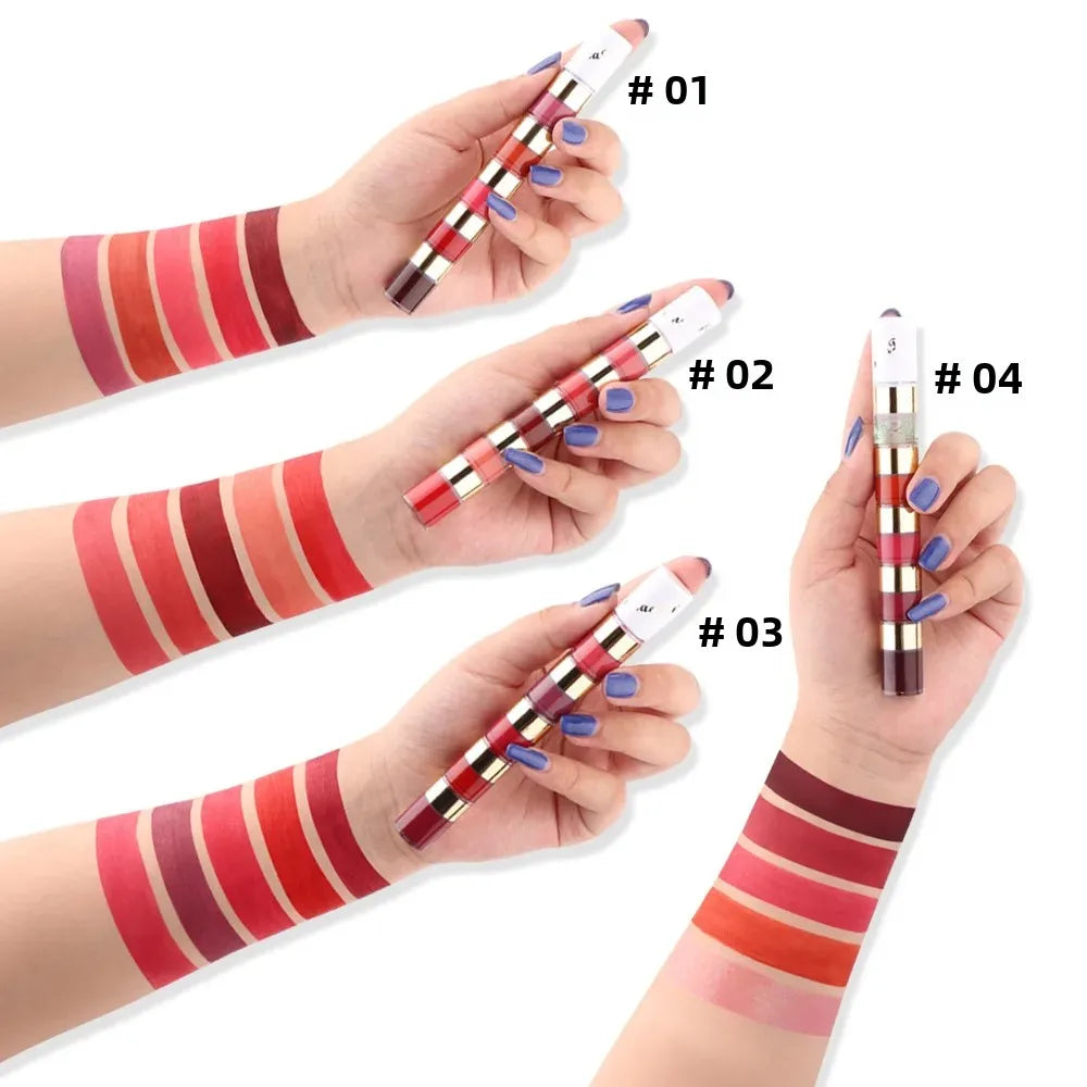 CmaaDu 5-in-1 Matte Liquid Lipstick Set – 5 Colors, Vegan Matte Lip Gloss Set HIP
