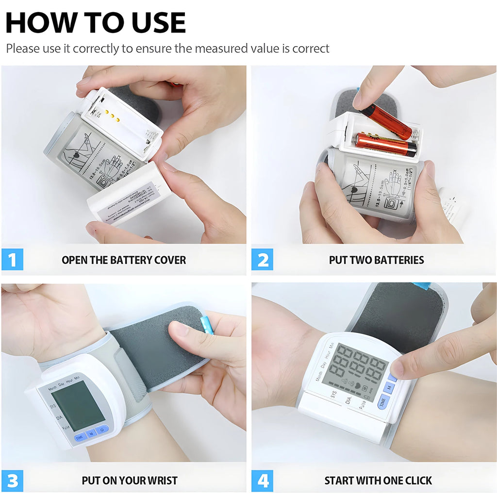 Fireurus LED Digital Wrist Blood Pressure Monitor | Auto BP Cuff Wrist BP Monitor HIP
