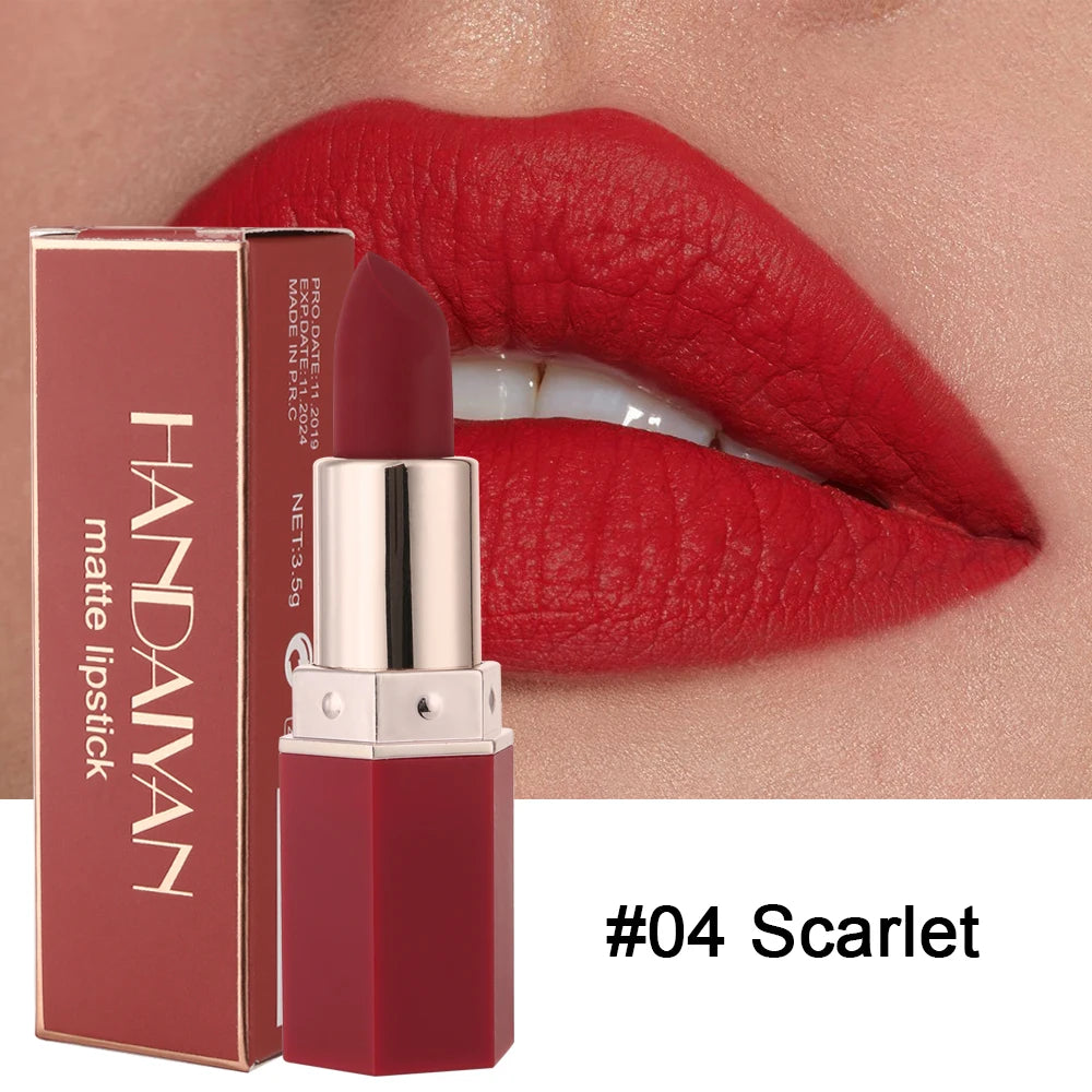 HANDAIYAN Matte Lipstick – 6 Shades, Long-Lasting & Moisturizing Matte Lipstick HIP 04 Scarlet Full Size