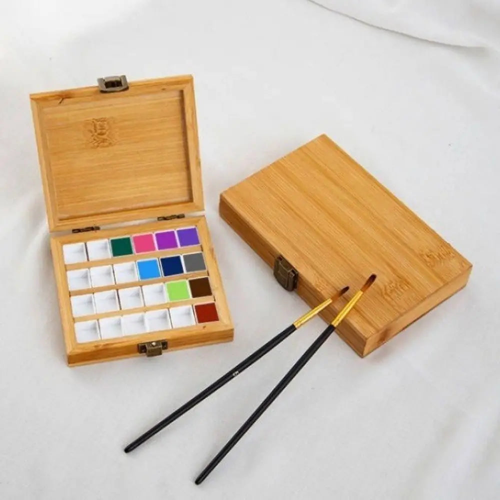Bamboo Watercolor Palette Box – 24 or 36 Grid Paint Storage Watercolor Palette Box HIP