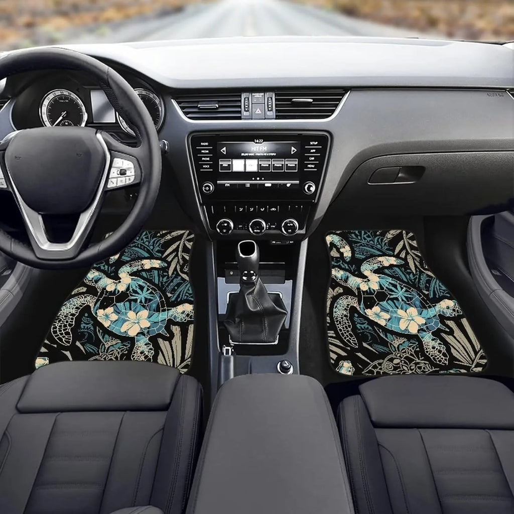 Sea Turtle & Hibiscus Car Floor Mats – Set of 4 Tropical Car Floor Mats HIP
