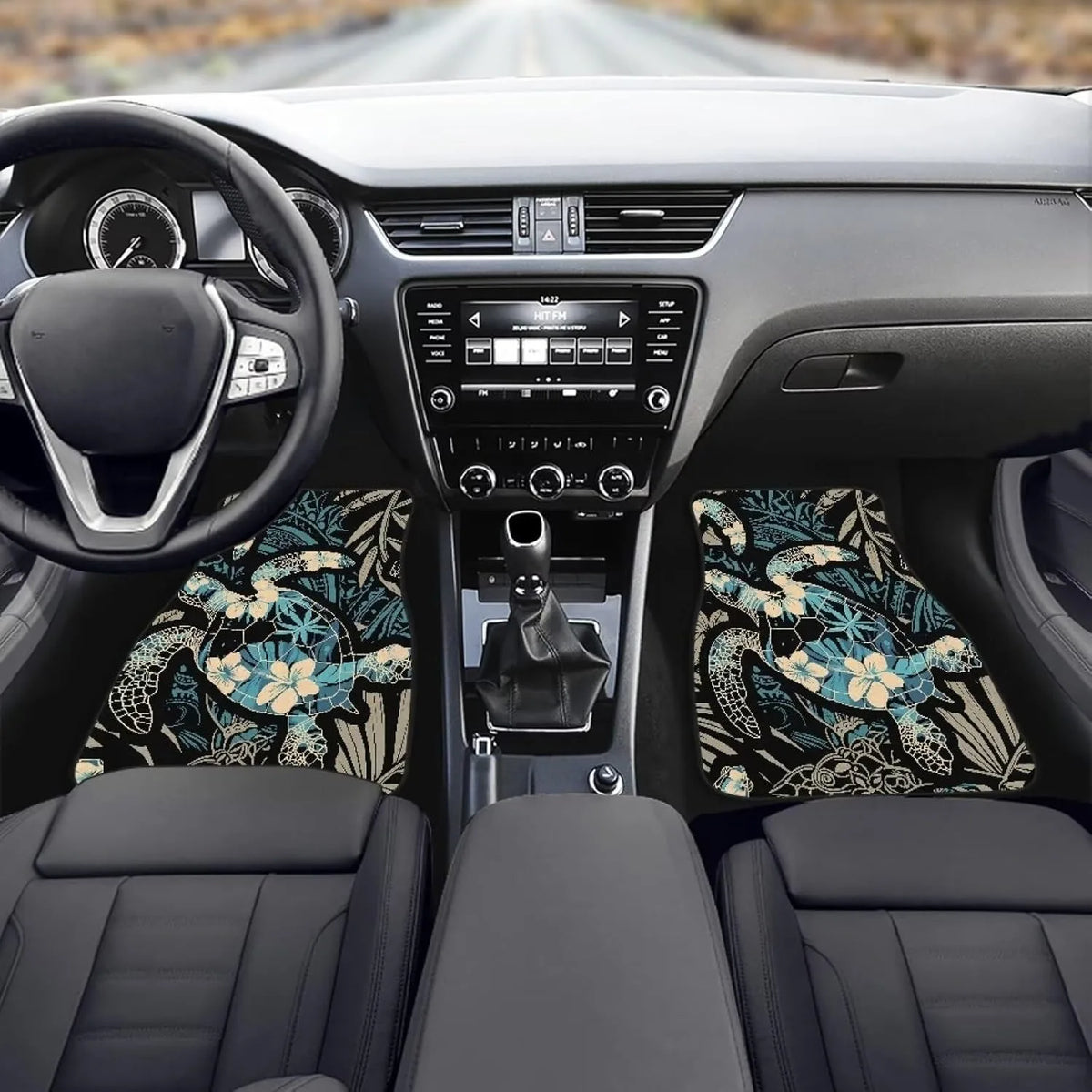 Sea Turtle & Hibiscus Car Floor Mats – Set of 4 Tropical Car Floor Mats HIP