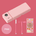 Double Layer Pencil Case with Fan, Desk Lamp & Compass Pencil Case Organizer HIP Pink