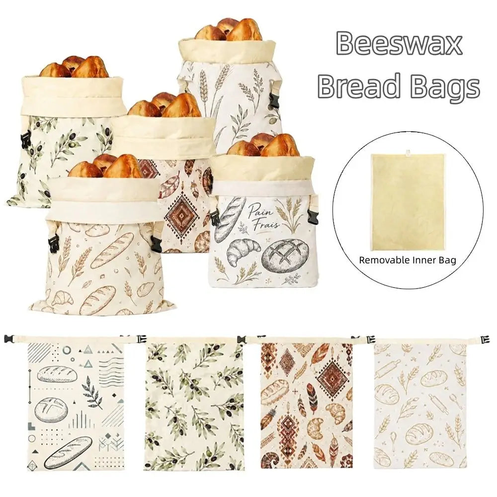 Cotton Beeswax Bread Bag – Lock Closure & Removable Inner Bag Bread Storage Bag HIP