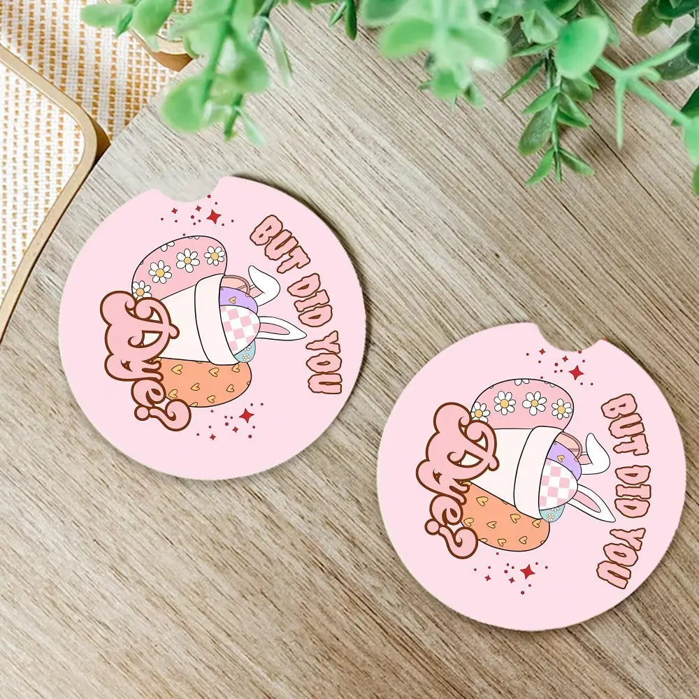 Easter Bunny & Egg Acrylic Car Coasters – 2-Pack Waterproof Seasonal Car Coasters HIP
