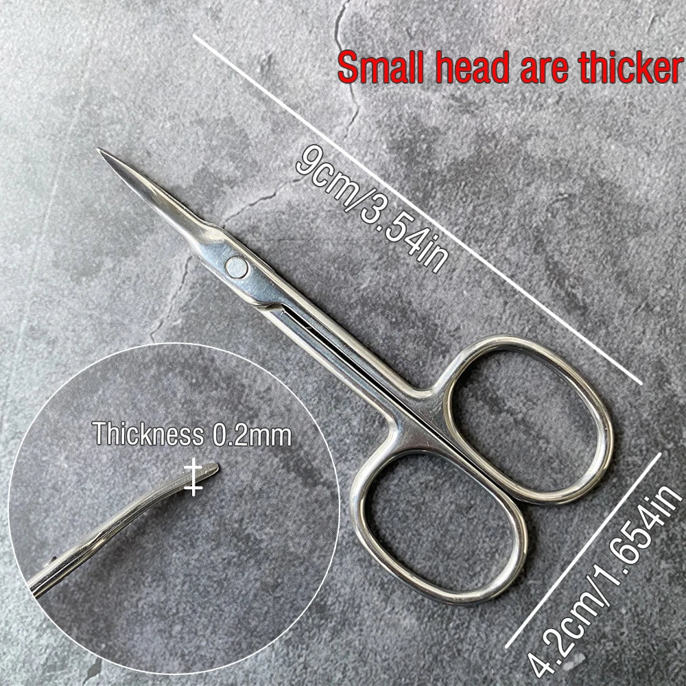 Stainless Steel Curved Tip Thin Blade Cuticle Scissors Nail Clippers Trimmer Dead Skin Remover Manicure Tools Eyebrow Toos HIP 01-Small
