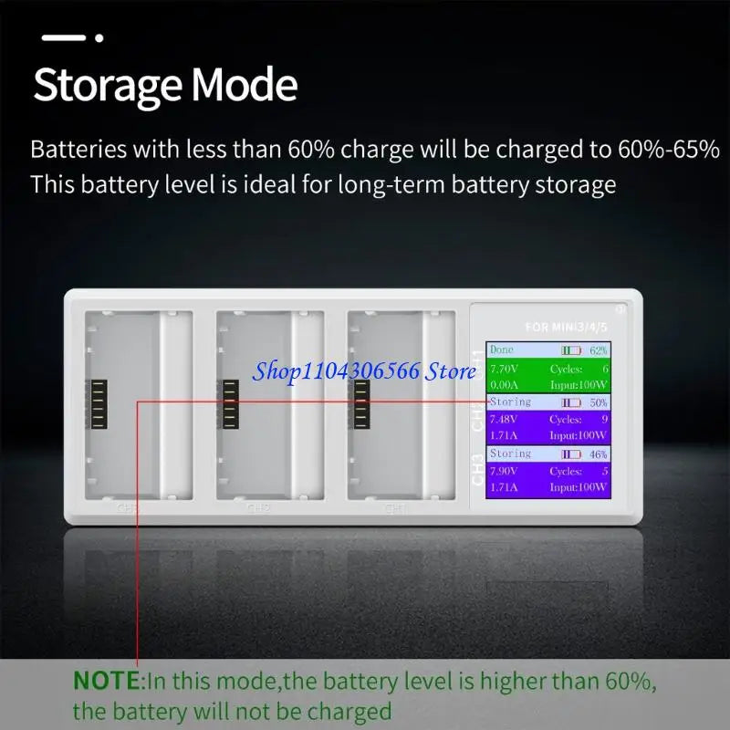 100W 3-Way Drone Battery Charging Station for DJI Mini 5/4/3 Pro Drone Battery Charger HIP