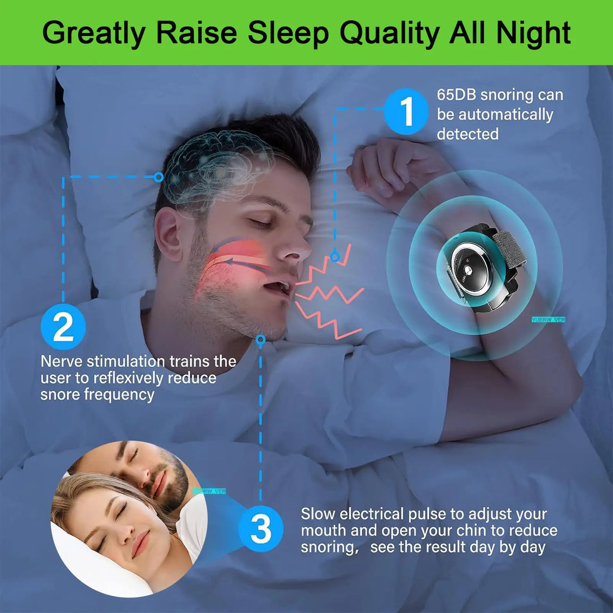 Anti-Snore Biosensor Wristband – Auto Sleep Aid | CAMMUO Anti-Snore Wristband HIP
