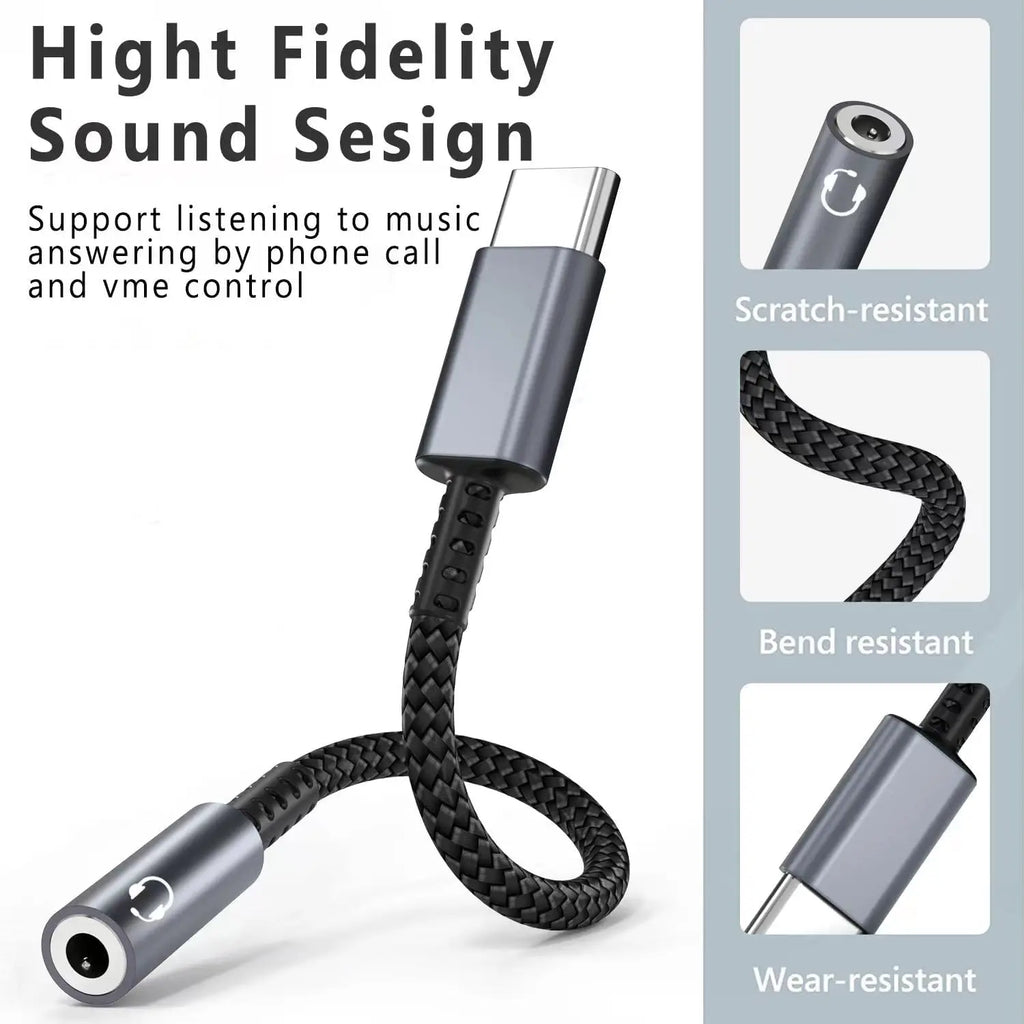 USB-C to 3.5mm Audio Adapter – iPhone 15, Samsung, Xiaomi Audio Cable Adapter HIP