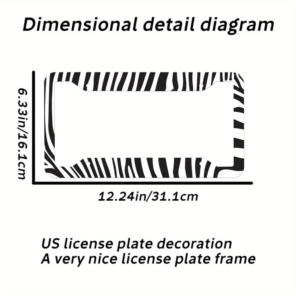 2-Pack Aluminum Zebra Stripe License Plate Frames – Unisex License Plate Frame HIP
