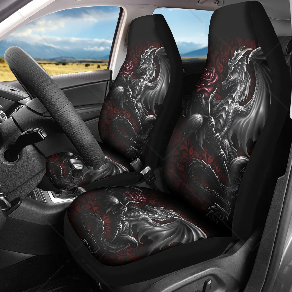 Dragon & Rose Car Seat Covers – Universal Front Seat Protectors Car Seat Covers HIP