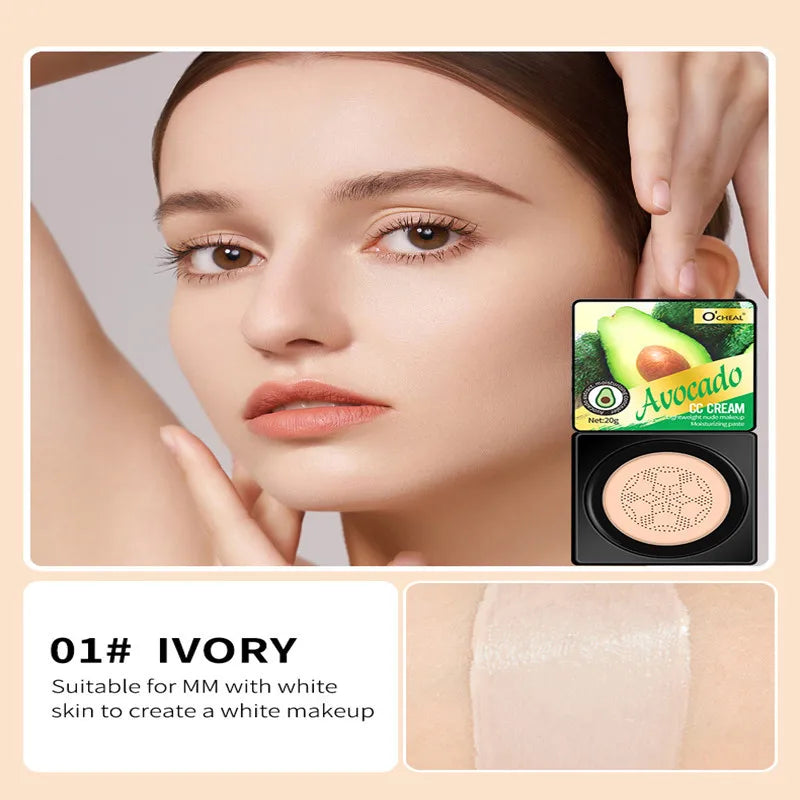 Air Cushion CC Cream Mushroom Puff – Brightening BB Cream CC Cream Foundation HIP 01 Ivory