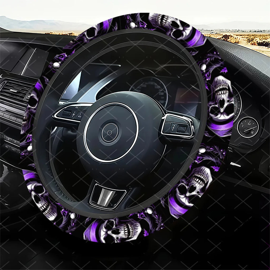 Skull Purple Steering Wheel Cover – Universal Fit Cars & SUVs Steering Wheel Cover HIP