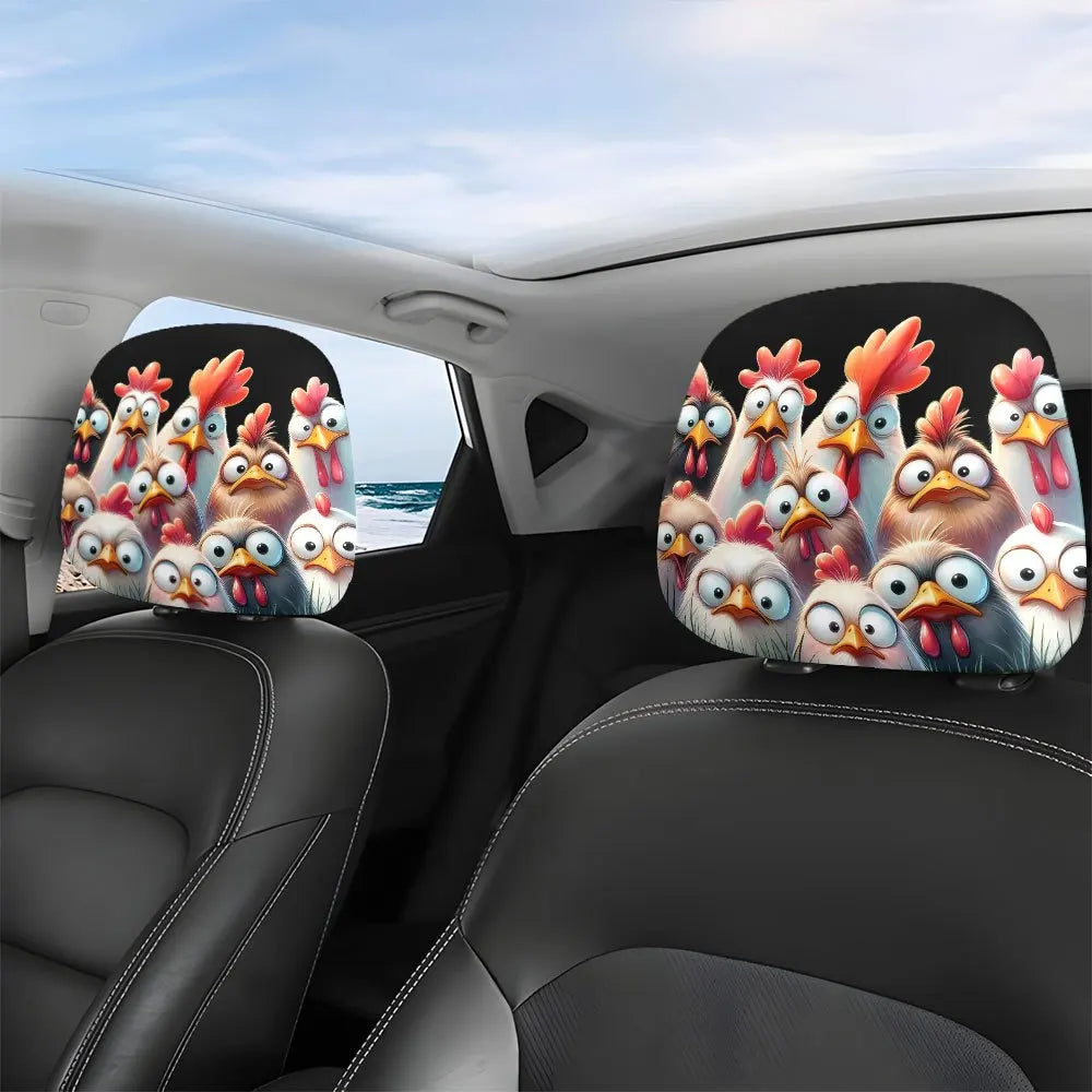 2-Pack Cartoon Chick Car Headrest Covers – Cute Interior Décor Car Headrest Cover HIP