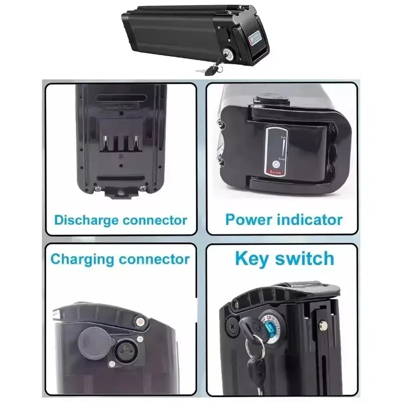 48V 36V Silverfish Li-Ion E-Bike Battery 25Ah + Charger E-Bike Battery Pack HIP