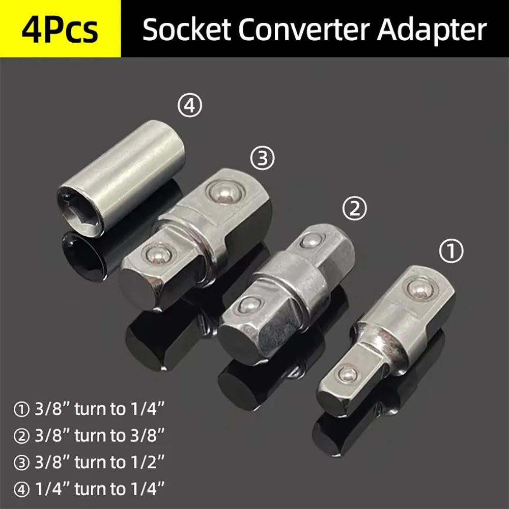 4-Piece Socket Converter Adapter Set – 1/4, 3/8, 1/2 Drive Socket Adapter Set HIP A