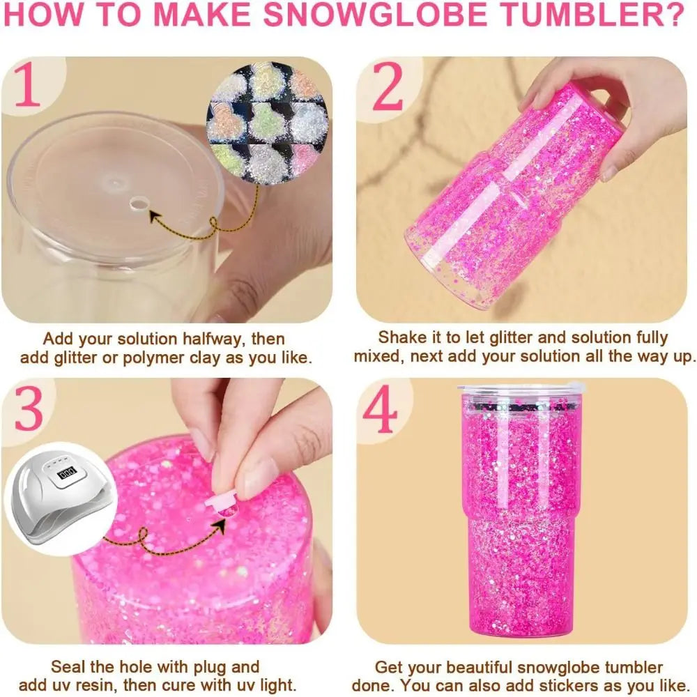 20oz DIY Snow Globe Tumbler – Double-Wall Mason Jar Cup Snow Globe Tumbler HIP