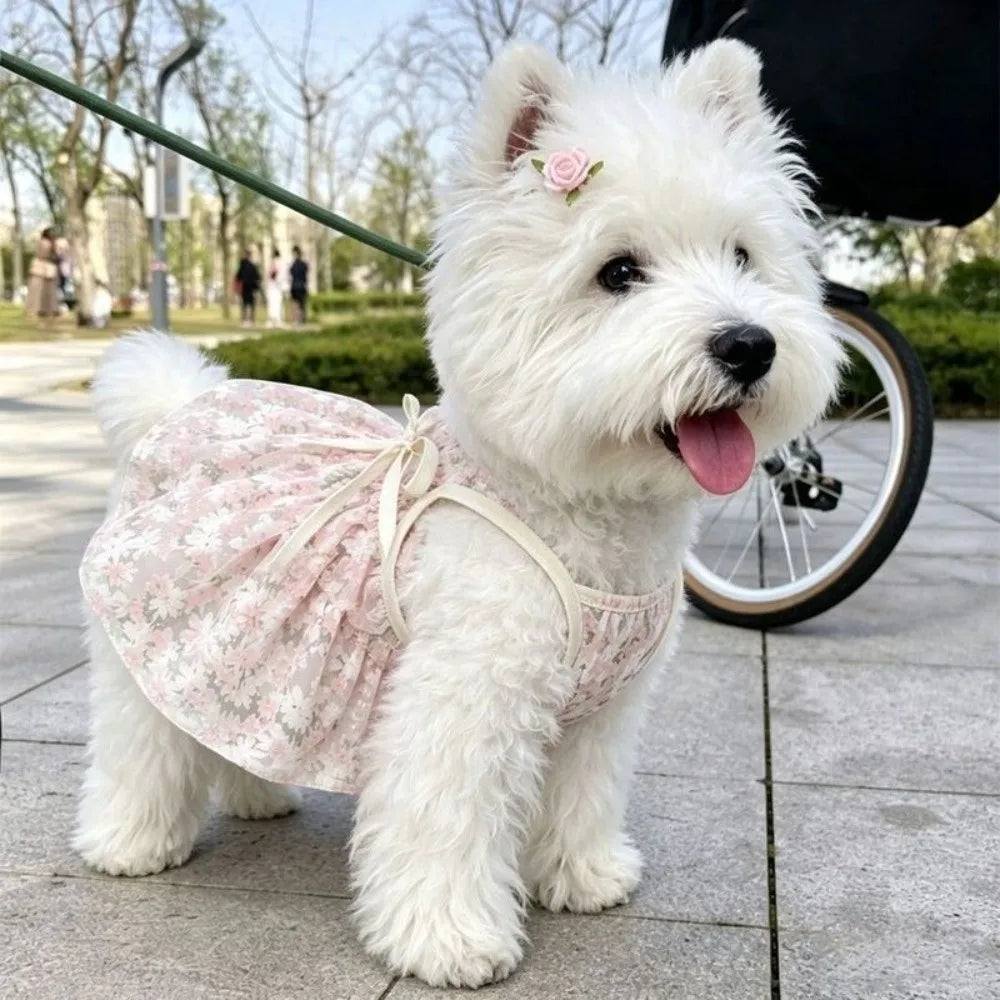 Floral Pet Princess Dress – Cute Dog Skirt S to XXL Pet Dog Dress HIP