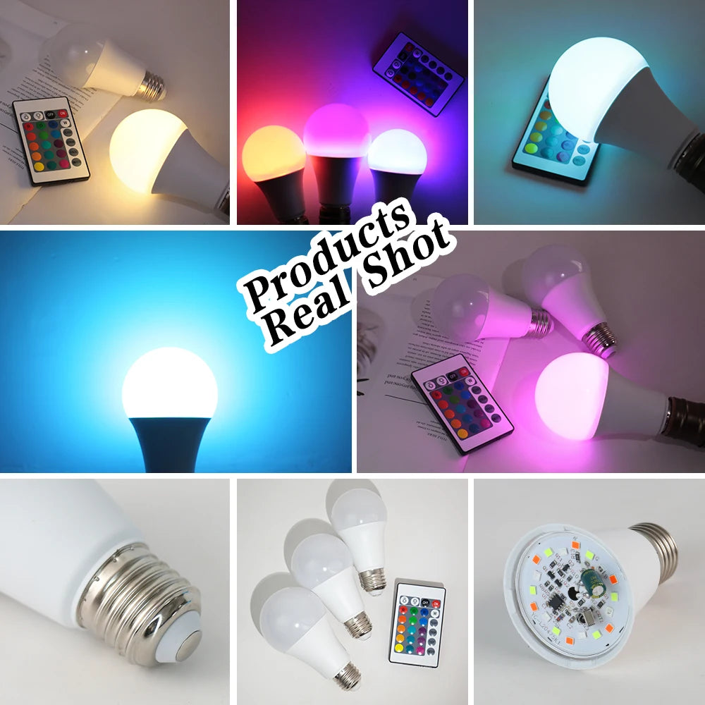E27 RGBW LED Bulb 5W–15W with IR Remote | Color Changing RGBW LED Bulb HIP