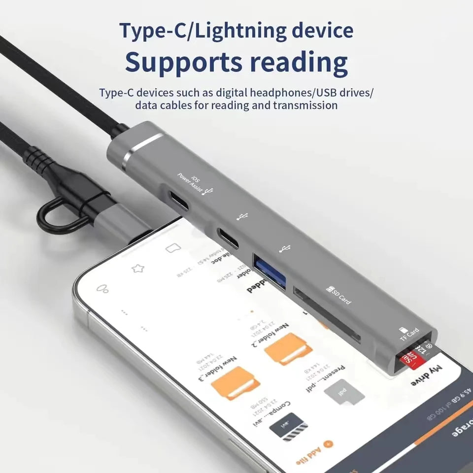5-in-1 USB-C Hub with Lightning Port & SD/TF Card Reader USB-C Multiport Hub HIP