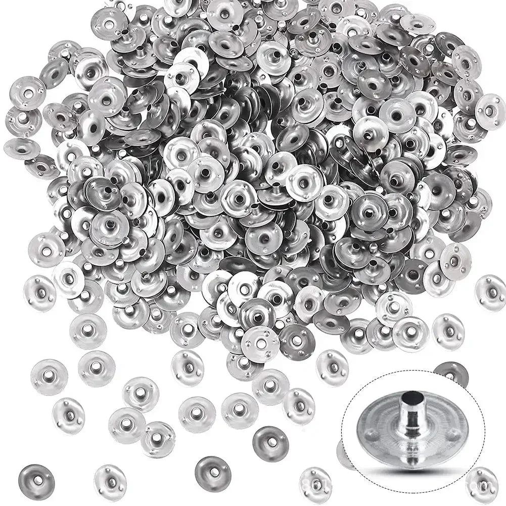 100PCS Candle Wick Tabs Metal Sustainer Tabs Multi-Purpose Candle Wick Base 20/16/14/12.5mm for Wide Variety Wicks Candle DIY HIP