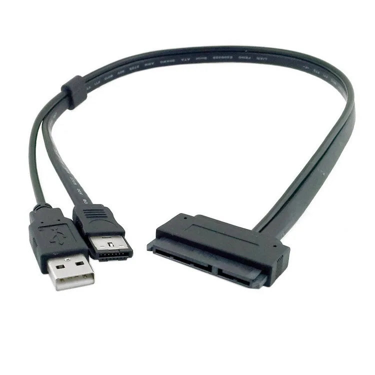 SATA 22Pin to eSATA Cable Adapter USB Power – 2.5" HDD Hard Drive Adapter Cable HIP black