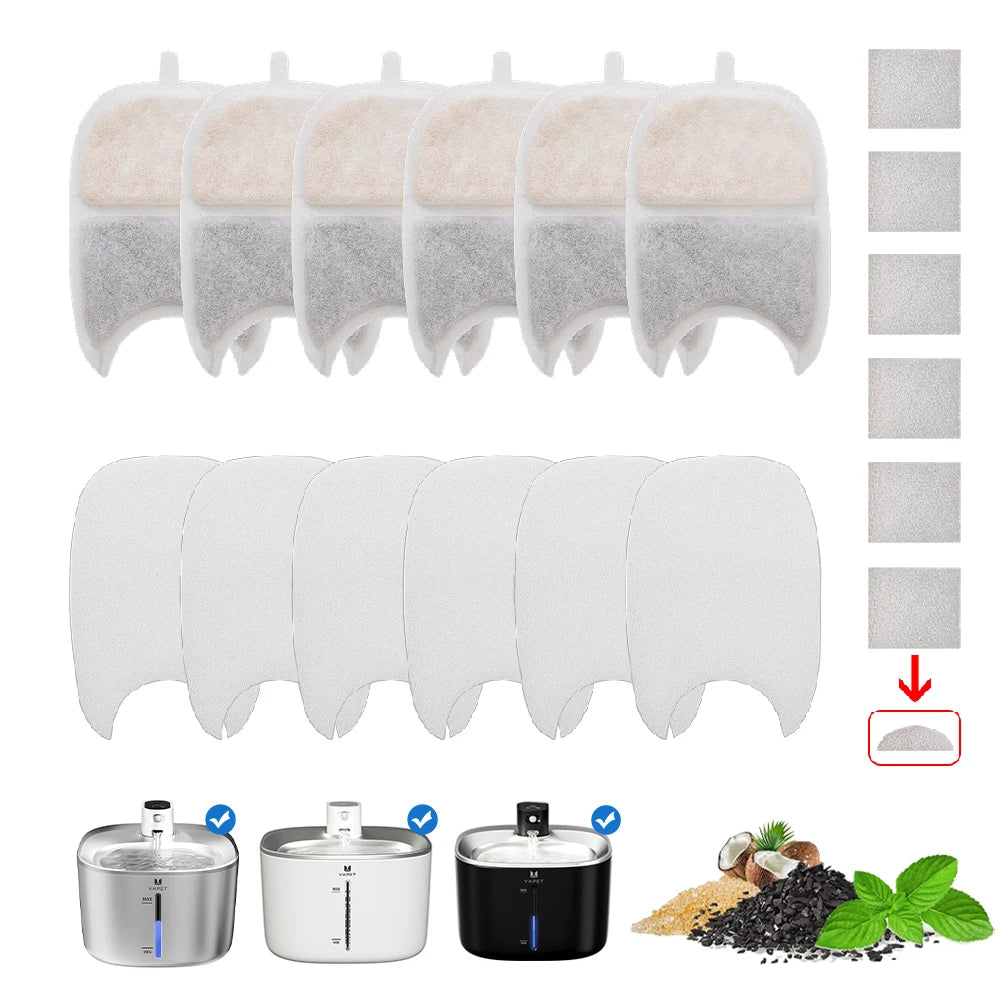 Replacement Filters +Sponges Replacement Pet Water Fountain Filter for 4L Wilreless Stainless Steel Cat Drinking Water Dispenser HIP