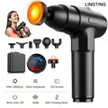 LINGTENG Heating Massage Gun – 7 Heads, LCD & Storage Case Percussion Massage Gun HIP Type C Charge United States