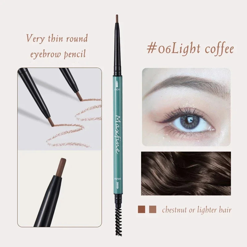 Maxfine Ultra Fine Triangle Eyebrow Pencil Precise Brow Definer Long Lasting Waterproof Morandi Cool Brown Eyebow Makeup 6 Color HIP 06 Light Coffee