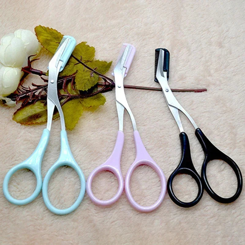 1pcs Eyebrow Trimmer Scissors Comb Eyelash Hair Scissors Clips Shaping Eyebrow Razor Grooming wenkbrauw trimmer 5 Color HIP