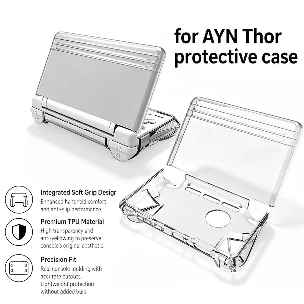 Soft Protective Case For AYN Thor Dual Screen Handheld Protective Cover With Transparent TPU Integrated Soft Handle HIP