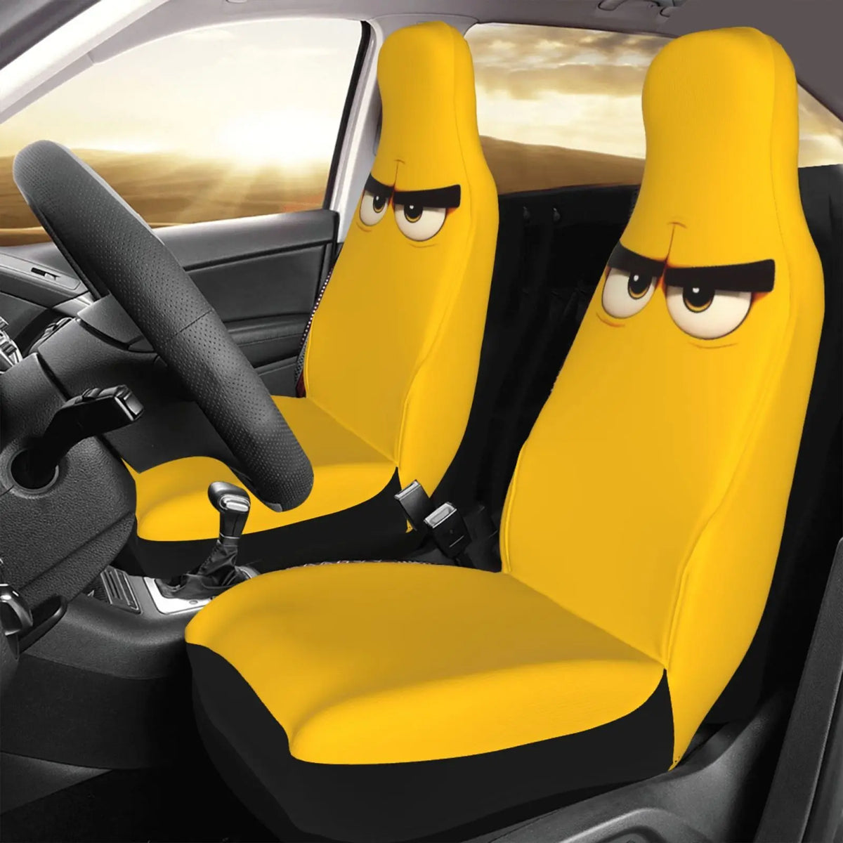 Yellow Frowning Eyes Car Seat Covers – Front Seat Protector Car Seat Cover HIP