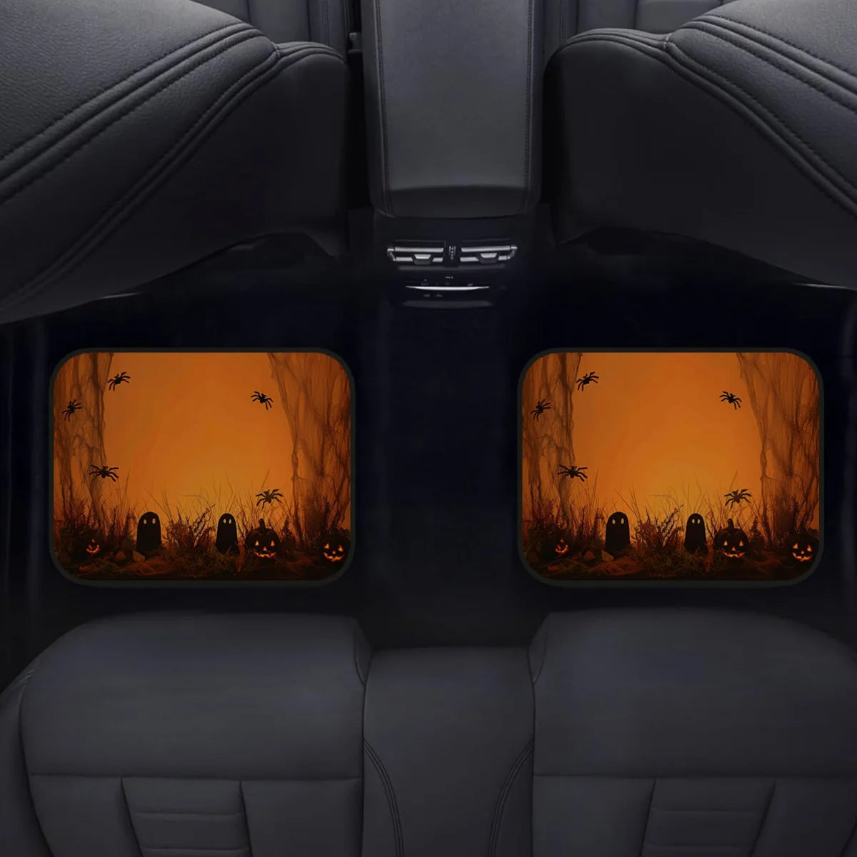 4-Pc Halloween Pumpkin Spider Car Floor Mats – Waterproof Car Floor Mats HIP