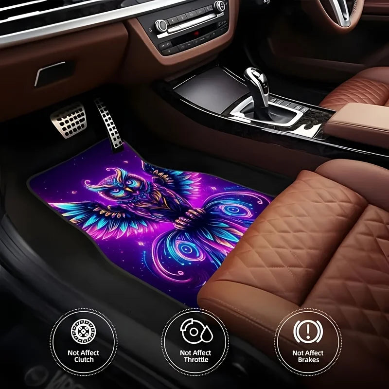 4-Piece Purple Owl Car Floor Mats – Non-Slip Rubber Set Car Floor Mats HIP