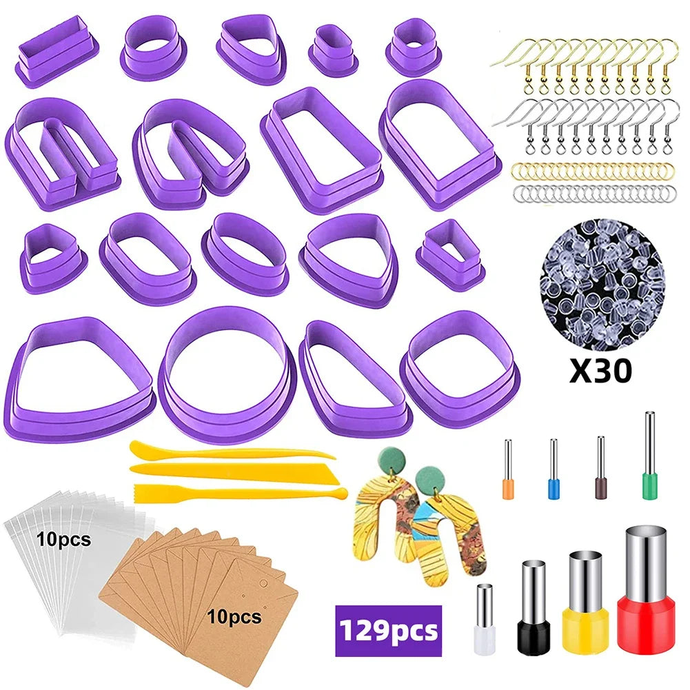 18-129PCS Different Shapes Polymer Clay Cutters Earring Making Supplies Crafts Clay Jewelry Cutting Tools Accessories HIP