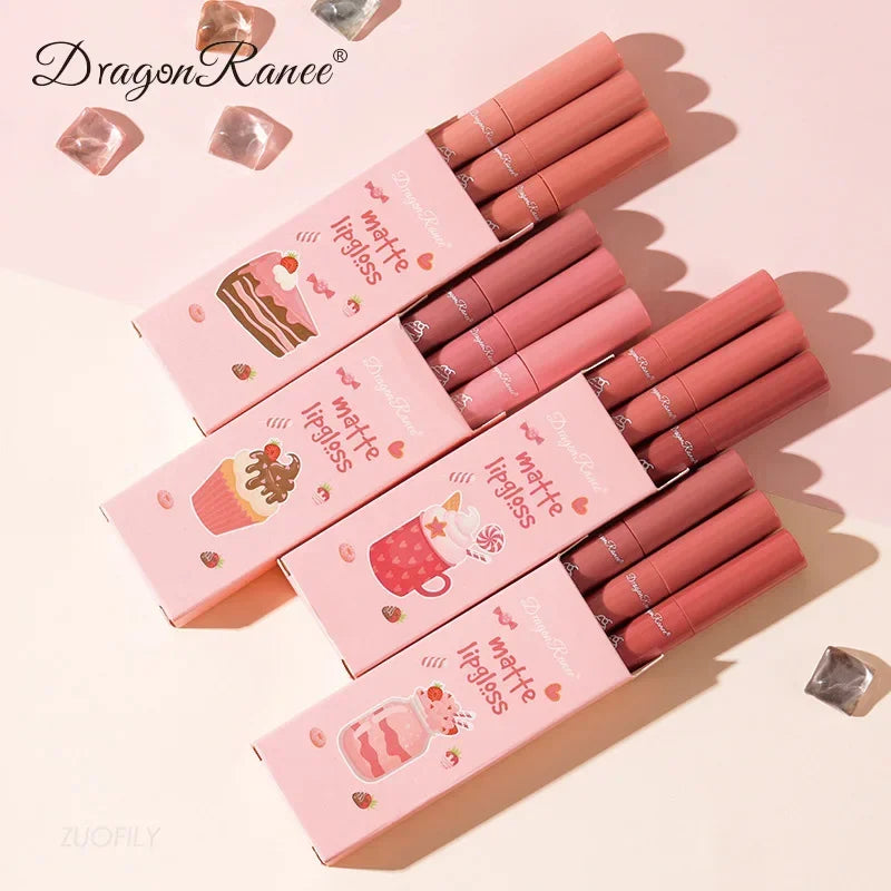 6PC/Set Matte Velvet Lip Gloss Waterproof Long-lasting Liquid Lipstick Cosmetic Beauty Keep 24 Hours Non-stick Cup Makeup Gift HIP