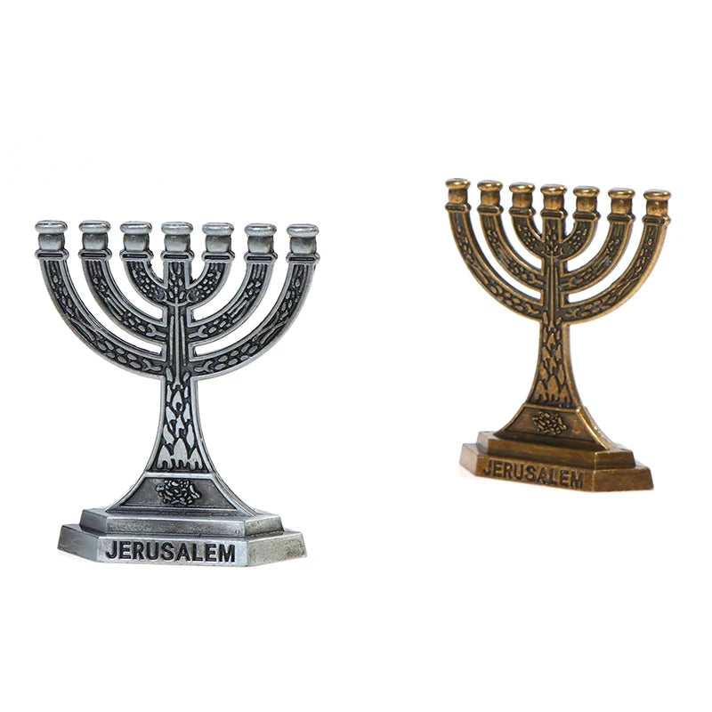 7-Branch Jerusalem Menorah Candlestick – Judaica Décor Menorah Candle Holder HIP