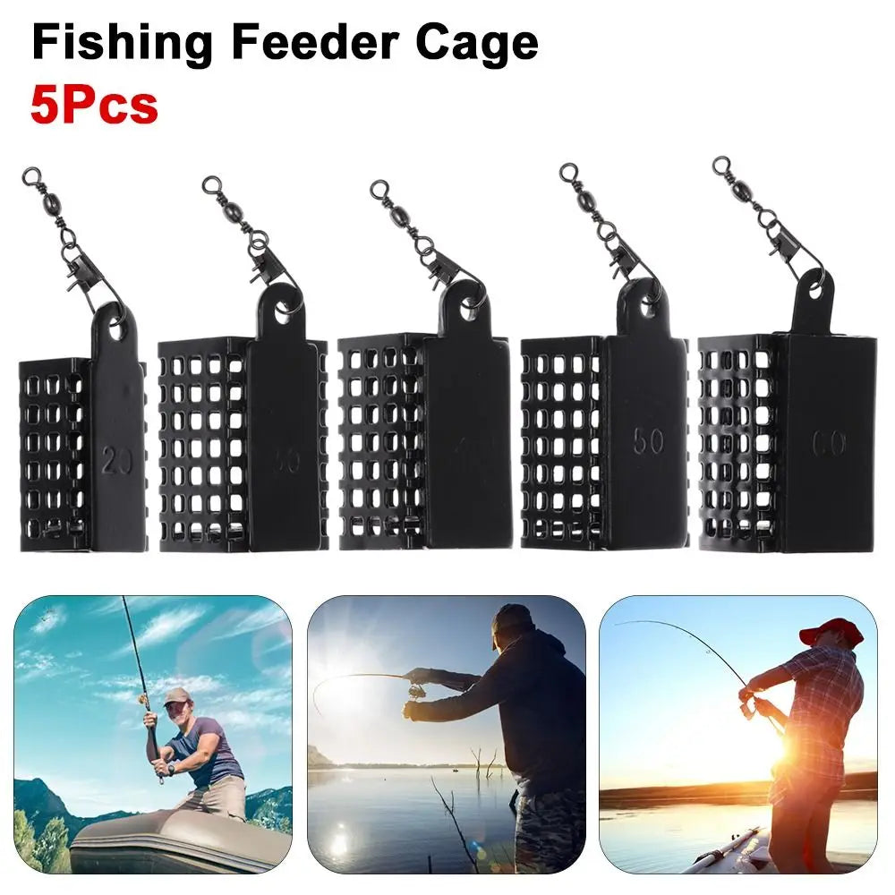5-Pack Stainless Steel Fishing Feeder Bait Cages 20g–60g Fishing Feeder Cage HIP