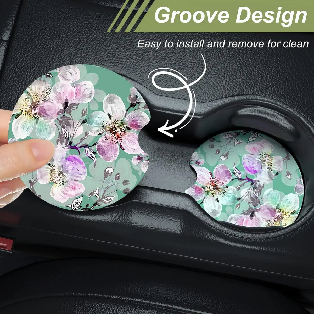 Car Cup Holder Coasters 2-Pack – Anti-Slip Rubber Insert Mat Car Cup Holder Coaster HIP