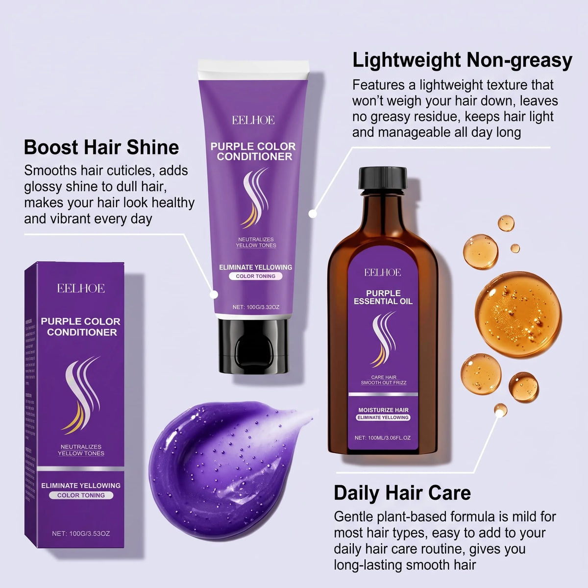 Purple Shampoo & Moroccan Oil Serum Hair Care Set | HIP Hair Care Set HIP