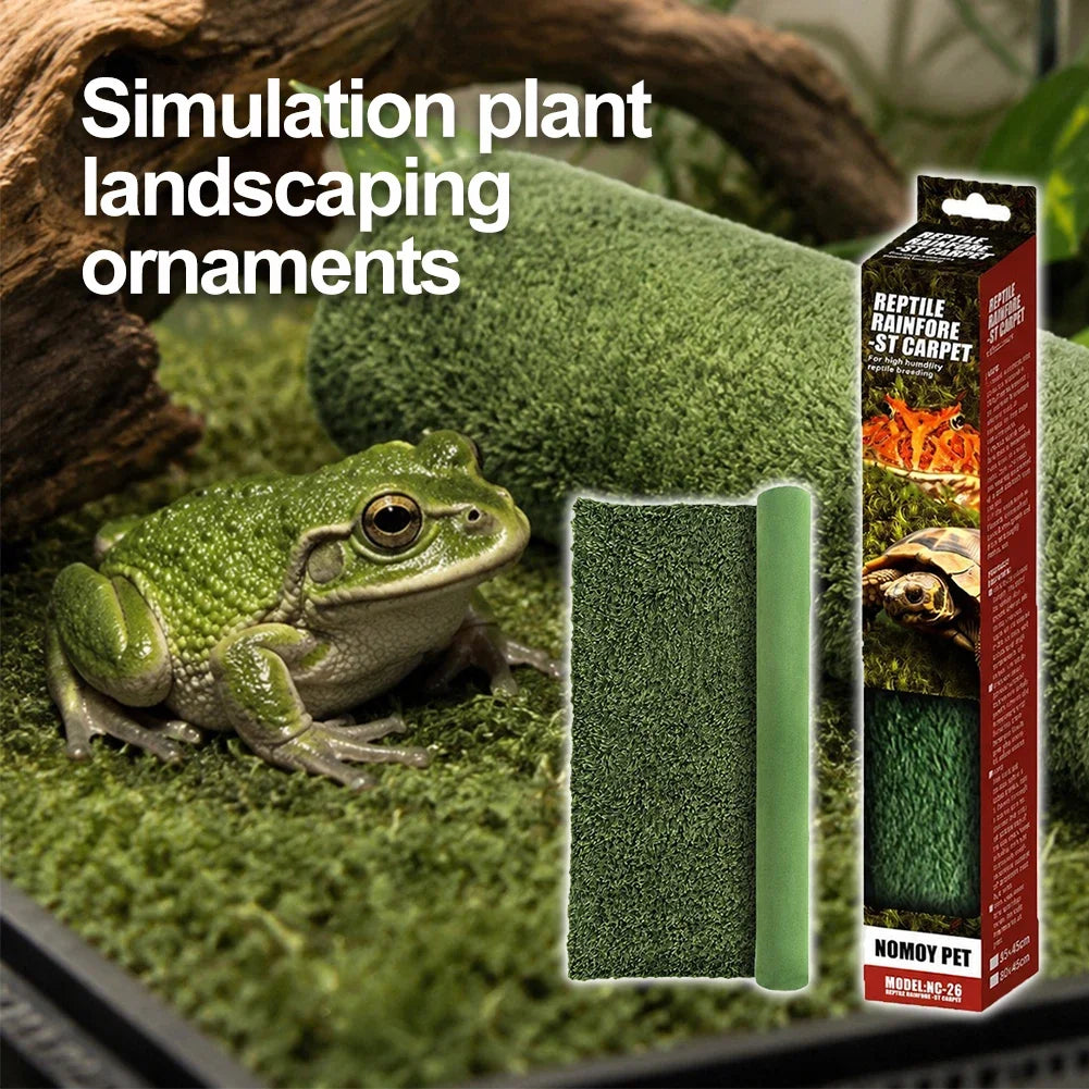 Soft Liner Fake Lawn for Gecko Frog Tortoise Lizard Snake Rainforest Reptile Carpet Washable Moss-Like Mat Moisture-Retaining HIP